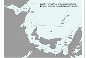 This image provided by the Department of Fisheries and Oceans Gulf Region shows the different lobster fishing areas that border the Maritime provinces.