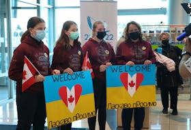 This group from St. Paul’s Junior High School in St. John’s wanted to make Ukrainian refugees feel welcome Monday night.