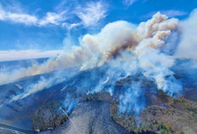 A wildfire continued to burn in Yarmouth County Tuesday, May 10 2022. Large fires are not uncommon in southwestern Nova Scotia at this time of year because of the landscape, climate and weather conditions