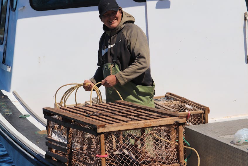 Kyle Sark, captain of the Way Point lobster boat that is taking part in the Lennox Island moderate livelihood fishery, says everything has been peaceful on the water since the fishery launched on May 7. Logan MacLean • The Guardian