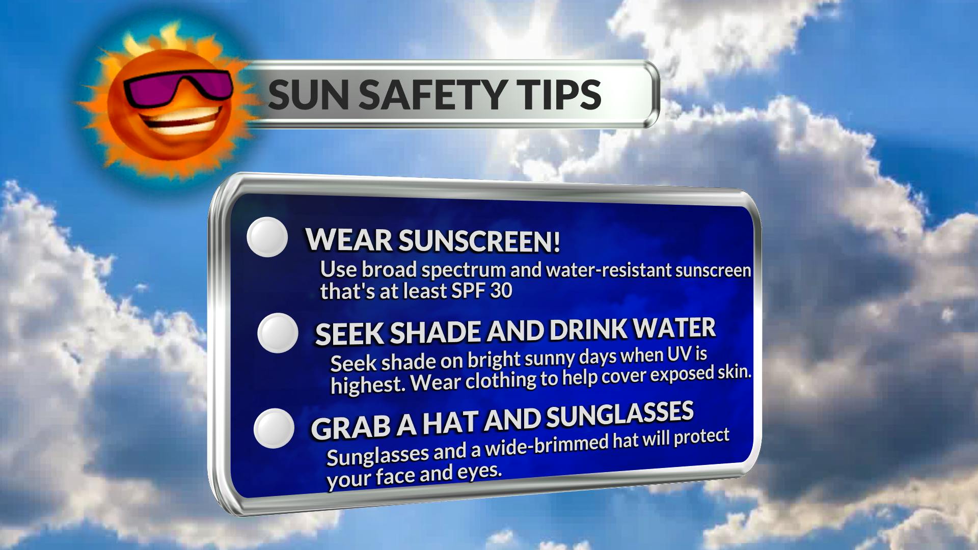 Tips to keep yourself sun safe.