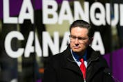  Conservative MP and leadership candidate Pierre Poilievre speaks during a press conference outside the Bank of Canada in Ottawa.