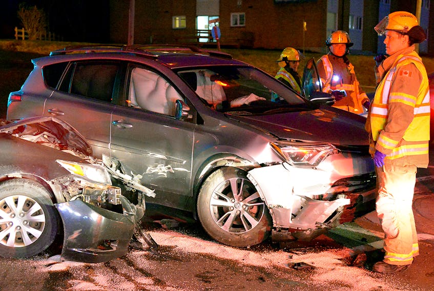 One woman was sent to hospital following a two-vehicle crash in St. John's Wednesday night. Keith Gosse/The Telegram