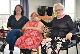 VON Adult Day Program co-ordinator Monique Natividad with clients Mary Ann Patton and Joyce Cavanaugh during a recent program day at the H.A. Johnson Manor on Church Street in Truro.