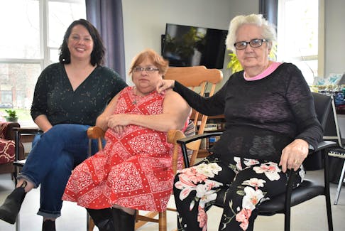 VON Adult Day Program co-ordinator Monique Natividad with clients Mary Ann Patton and Joyce Cavanaugh during a recent program day at the H.A. Johnson Manor on Church Street in Truro.