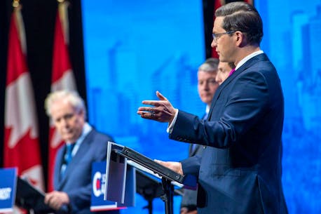 First official Conservative leadership debate features calmer candidates, paddles and sad trombones