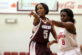 Former Saint Mary's Huskies star Justine Colley-Leger, left, was inducted into the Nova Scotia Sport Hall of Fame in 2019. She is a member of the MWBA's Halifax Thunder. - SaltWire