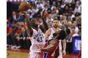 Toronto Raptors Pascal Siakam PF (43) in on a shot during the first half in Toronto, Ont. on Sunday May 12, 2019. 
