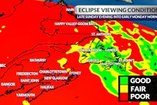 Poor conditions are forecast for viewing the lunar eclipse in the Maritimes, some hope for parts of N.L.