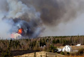 Halifax regional firefighters, provincial Natural Resources crews battle a large forest fire in Chaplin near Upper Musquodoboit Friday May 13, 2022.

TIM KROCHAK PHOTO
