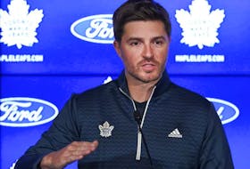 Toronto Maple Leafs General Manager Kyle Dubas speaks to the media as their NHL training camp starts in Toronto on Wednesday, September 22, 2021.