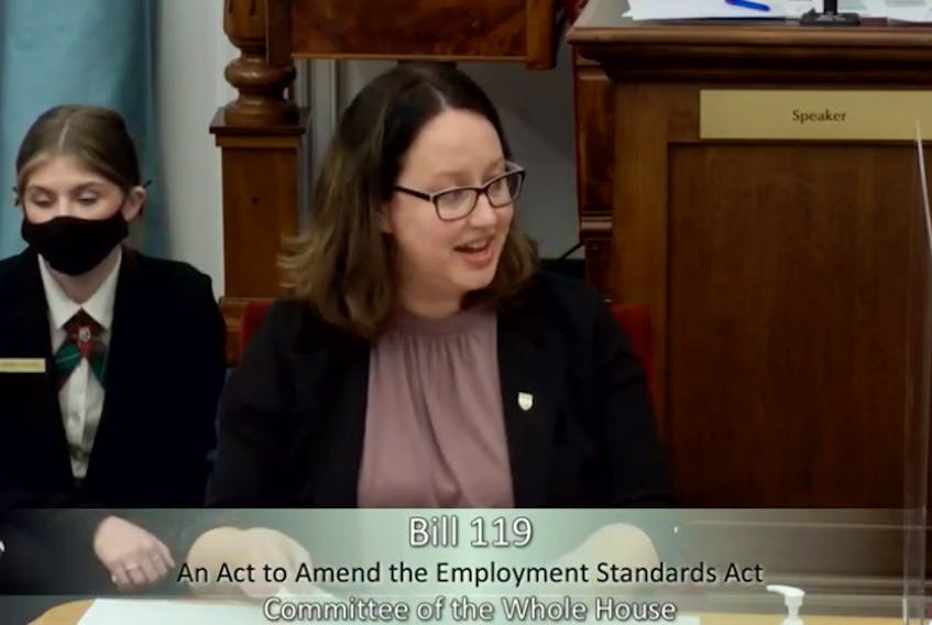 A bill aimed at eliminating gender pay disparities, introduced in the fall session of the P.E.I. legislature by Green MLA Trish Altass, will come into force at the end of May. The bill will require employers to include salary and wage information on any public job posting.