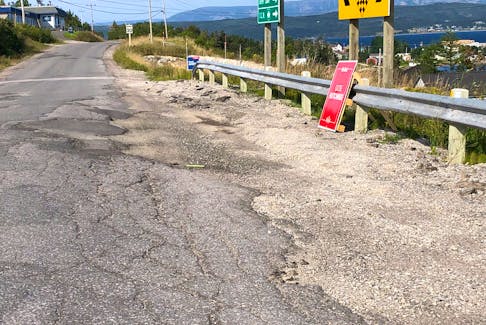 This section of road in Woody Point at the intersection to the road with Trout River was in need of repairs when it was photographed in 2021. - Contributed