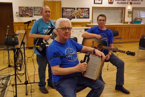 Members of ‘The Circle’ look forward to playing on Saturday evenings at the Florence Legion. Shown here are are front Frank Herritt (accordion), back left Wensley Power (bass) and Bob Finney (guitar).