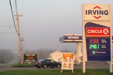 Cape Breton gas prices went up another 9.5 cents to a minimum of 210 cents per litre overnight Tuesday, while diesel prices dropped 10 cents overnight Wednesday to a minimum of 237.8 cents per litre, higher at some gas stations. IAN NATHANSON/CAPE BRETON POST