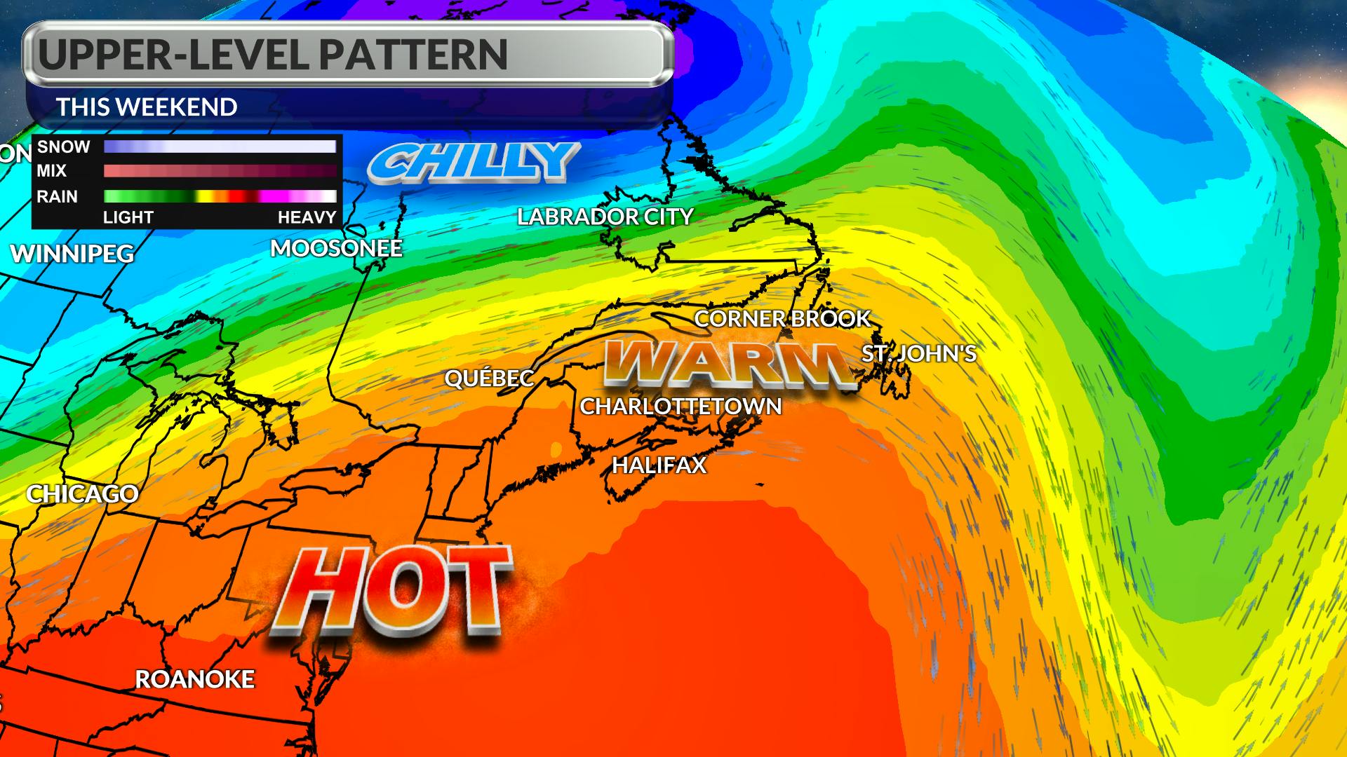 A ridge in the jet stream will bring warmth this weekend but won’t be large enough to keep weather fronts away.