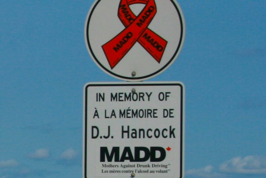 A memorial road sign commemorating the life of D.J. Hancock in Sudbury, Ont. — Contributed photo