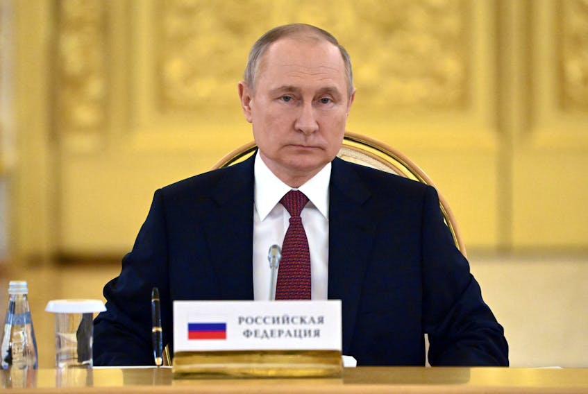 Russian President Vladimir Putin attends the Collective Security Treaty Organisation (CSTO) summit at the Kremlin in Moscow, Russia May 16, 2022. Sputnik/Sergei Guneev/Pool via REUTERS ATTENTION EDITORS - THIS IMAGE WAS PROVIDED BY A THIRD PARTY.  Russian President Vladimir Putin. Sputnik/Sergei Guneev/Pool via REUTERS