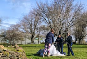Robin Tress was walking her dog in Dartmouth Common Wednesday, May 18, 2022 when she witness police evicting a people from a tent. - Robin Tress