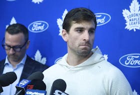 John Tavares during the end of season press conference on Tuesday May 17, 2022. 