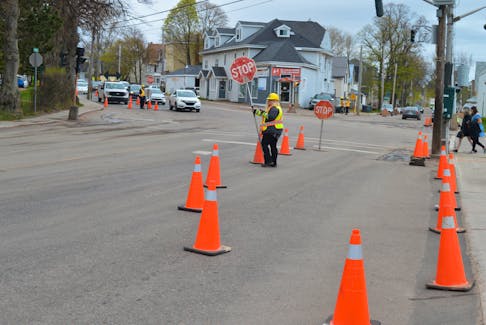 Traffic control personnel were in place at the intersection where Longworth Avenue, Euston Street and Weymouth Street meet on May 16. Upgrades are coming, which include new and more prominent signal lights and new lines on the street. All corners of the intersection will have dedicated signalization when the work is finished. In addition, the flashing red light on Longworth Avenue will be coming out. The city said it will monitor right-turning traffic from Longworth onto Euston and, if there are any concerns about the safety of pedestrians it will restrict traffic from turning onto Euston on a red light. Dave Stewart • The Guardian
