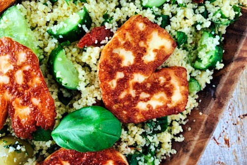 Pan-seared Halloumi cheese is the star of this quick and light summertime meal from Renée Kohlman's latest cookbook, Vegetables: A Love Story.