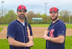 Kentville Wildcats teammates John Ansara, left, and Dryden Schofield are excited for the upcoming Nova Scotia Senior Baseball League season. The Wildcats begin the campaign May 24 on the road against the Halifax Pelham Canadians.