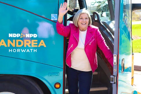 Ontario NDP leader Andrea Horwath made a campaign stop in Sudbury, Ont. on Monday May 9, 2022. 