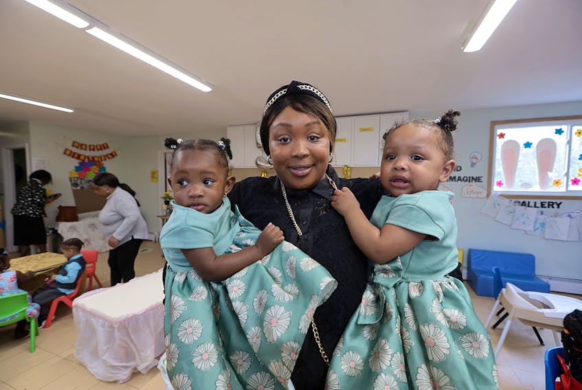 May 20, 2022--Mom Brayonna Downey with her twin one-year-old girls. Downey is also an ECE who works at the centre. The daycare is celebrating its 50th anniversary with a gala even Saturday.
ERIC WYNNE/Chronicle Herald