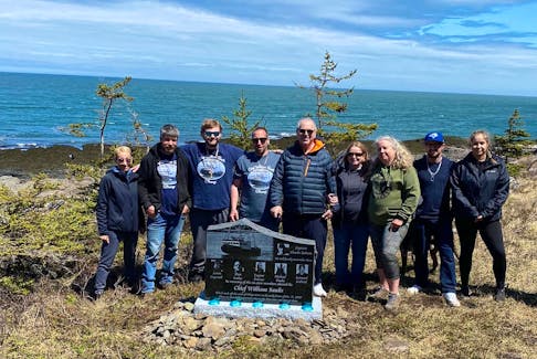 Standing at the site on the Delaps Cove Wilderness Trail in Annapolis County where a memorial to the crew of the Chief William Saulis was recently installed. The memorial is aimed at ensuring people never forget the crew that died when the scallop dragger sank on Dec. 15, 2020. CONTRIBUTED