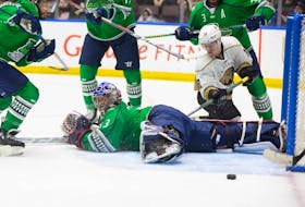 The Newfoundland Growlers couldn't solve Florida Everblades goaltender Cam Johnson in Game 2 of their ECHL Eastern Conference Final on Sunday at the Mary Brown's Centre in St. John's. Johnson stopped all 25 shots that he faced on the way to a 2-0 Florida win. Jeff Parsons/Newfoundland Growlers