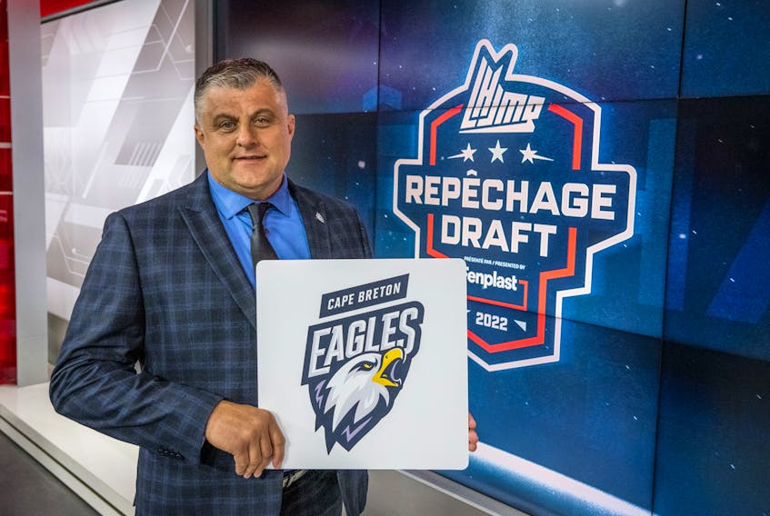 Jacques LeBlanc, Cape Breton Eagles hockey operations assistant, was on hand to represent the team at the Quebec Major Junior Hockey League Draft Lottery on Tuesday. The Eagles will have the first overall pick for the third time in the team’s history. PHOTO CONTRIBUTED/VINCENT ETHIER, QMJHL
