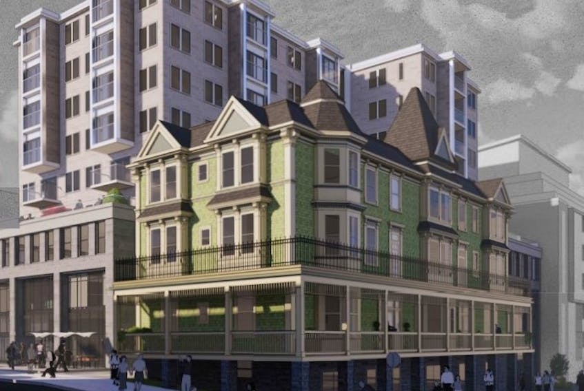 Renderings of the proposed redevelopment of the former Elmwood Hotel building on South Street. - McLean Heritage Planning and Consulting