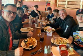 The Nova Scotia boxing team enjoying lunch after a successful showing at the Calgary Cup.