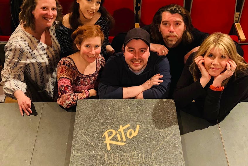 Dear Rita cast members, from the left, are Kathryn Woodford, Lindsay Kyte, Ciarán MacGillivray, Terrance Murphy and Jenn Sheppard. Missing from photo are Emily O'Leary (cast understudy). Show dates are May 25-29 at the Savoy Theatre. All shows are at 7 p.m. except May 29, which is a 1 p.m. matinee.
