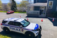 RNC officers investigate a shooting at Thornlead Manor in St. John's on Thursday, May 26, 2022.