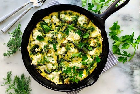 Spring Vegetable Frittata with Goat Cheese and Herbs