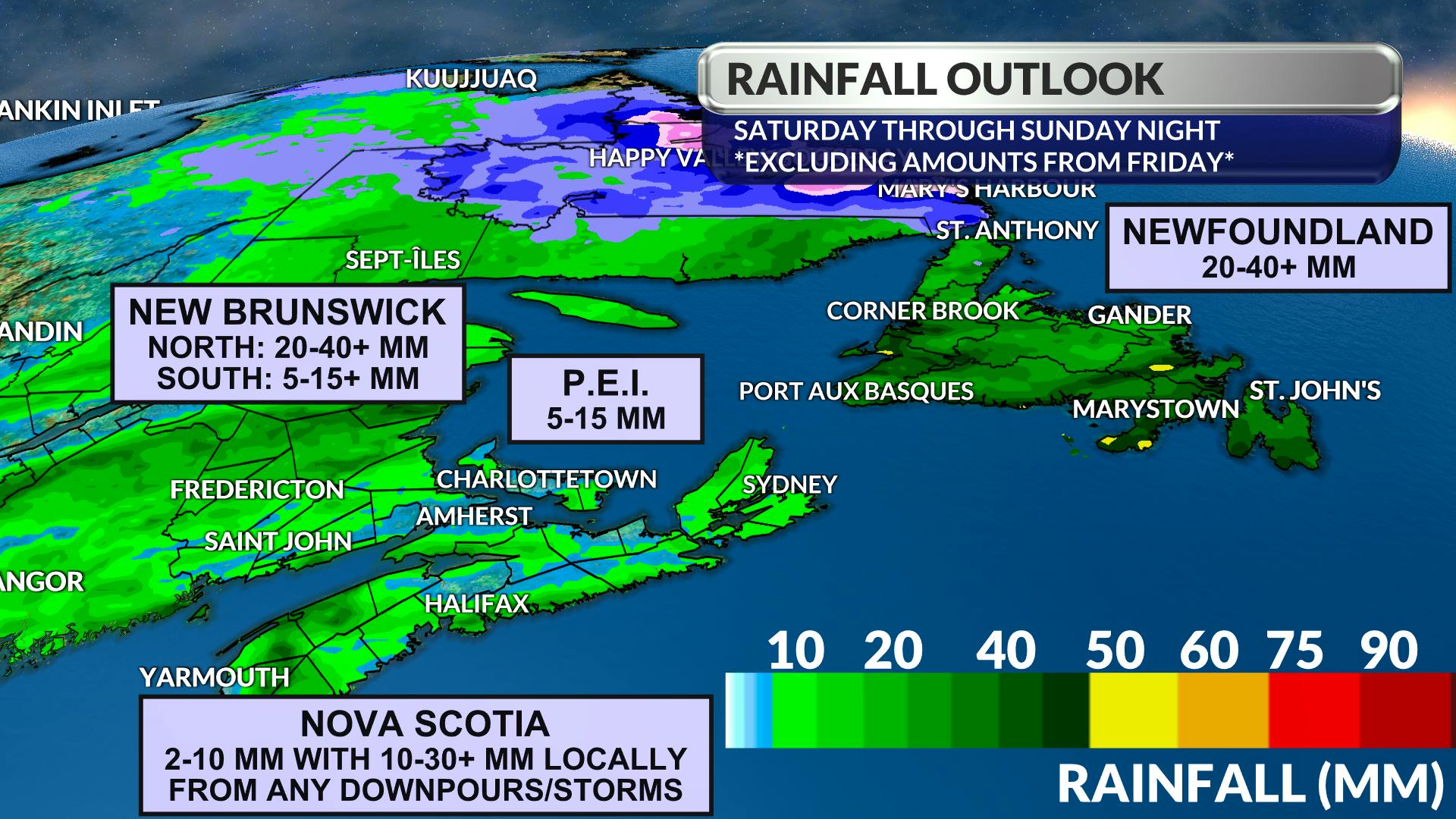 Rainfall outlook for this weekend.