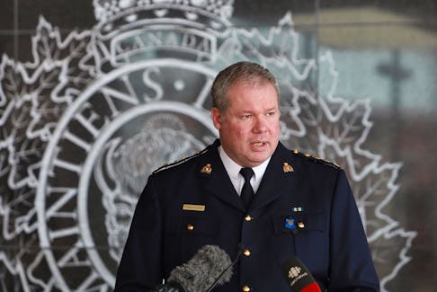 RCMP Chief Superintendent Chris Leather updates the media on the ongoing investigation into the mass shooting at a news conference in Dartmouth on April 20, 2020. - Eric Wynne