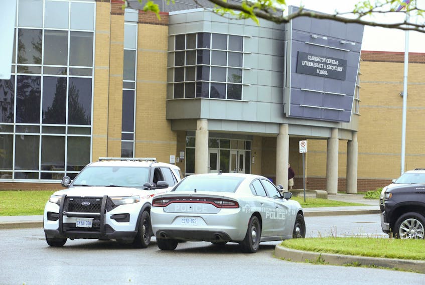 Police were deployed to Clarington Central Secondary School in Bowmanville after a threat was placed on an internal student social media website on Friday, May 27, 2022. 