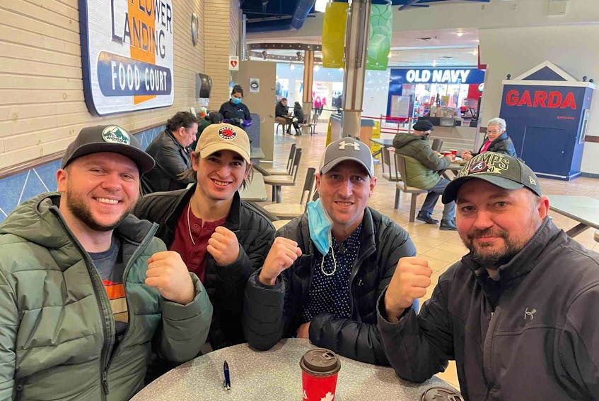 This group of Casino Nova Scotia Sydney security workers was all smiles after voting to unionize with the Service Employees International Union (SEIU). From left are Curtis Dauphney, Brad MacQuarrie, Justin Pollock and James Timmons. CONTRIBUTED