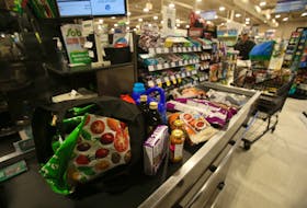 A customer at the checkout at the Sobeys grocery store on Windsor Street in Halifax. Self-checkouts became increasingly popular during the pandemic.
TIM KROCHAK - The Chronicle Herald 