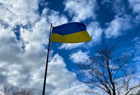 A Ukrainian flag flies outside a Charlottetown home. 