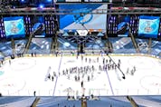  The New York Islanders and Tampa Bay Lightning shake hands after Game 6 of the Eastern Conference Final of the 2020 NHL Stanley Cup Playoffs at Rogers Place on Sept. 17, 2020.