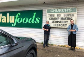 Jeopardy! champion Mattea Roach made a stop at Church's ValuMart in Marion Bridge on Thursday. This image appeared on Roach's Twitter feed.