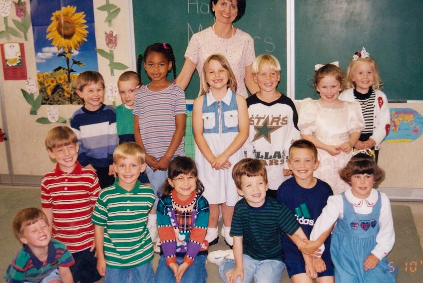  Blake Coleman shows off his love for the Dallas Stars in his second-grade class photo. (Courtesy of Coleman family)