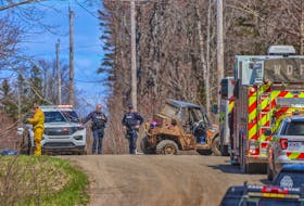 Waterville firefighters, EHS paramedics, and RCMP officers were called to the scene of a side-by-side accident on Hiltz Road in Ross Corner, Kings County May 7. One woman was airlifted to Halifax while the male driver was taken to the hospital by ground ambulance. 
ADRIAN JOHNSTONE
