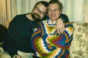 Philippe Hébert, left, met Richard Rutherford at a Winnipeg bar in 1976. They fell in love and spent the next 46 years together, much of it at their art-filled Smyth Road home in Ottawa. Hébert has been charged with second-degree murder in Rutherford's death.