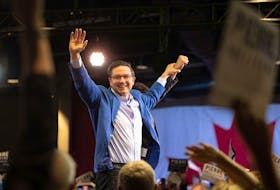 Pierre Pollievre, candidate for Conservative Party leader, greets over 2,000 supporters who came to his rally at Prairieland Park. Photo taken in Saskatoon, Sask. on Tuesday May 31, 2022.