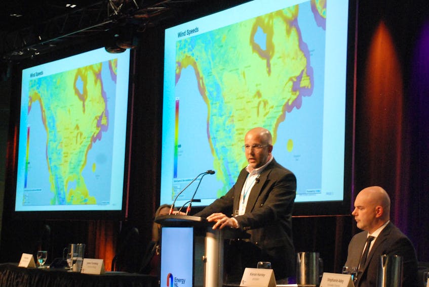 Frank Davis, assistant vice president of Canadian markets for Pattern Energy, talks about the power of wind at the Energy NL convention on June 1.